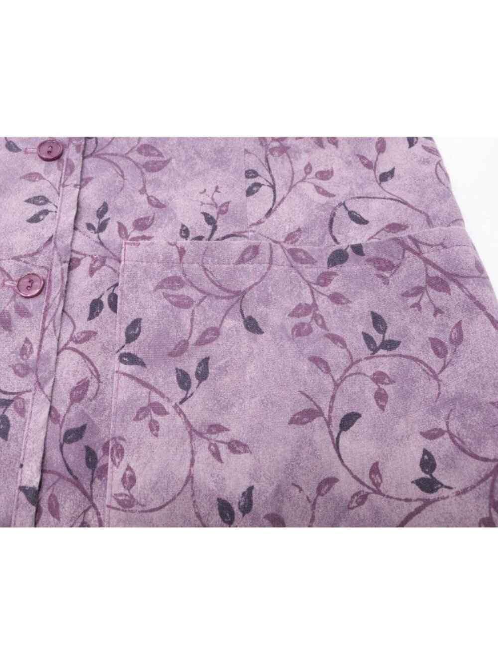 Cottage Core Scrub Top Women S Purple Leaf Whimsical Print Medical Button Up VTG - Picture 6 of 12